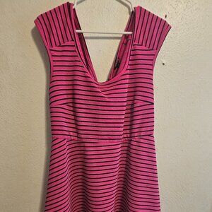 Torrid Striped Crossed Back Skater Dress Pink Black Plus Size 1X